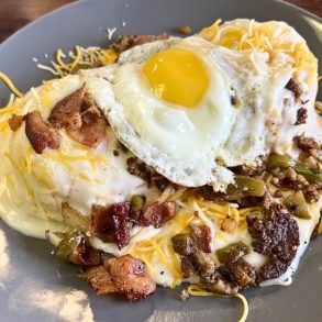 Sloppy Biscuits at Biscuits & Jamz in Lake Charles, Louisiana