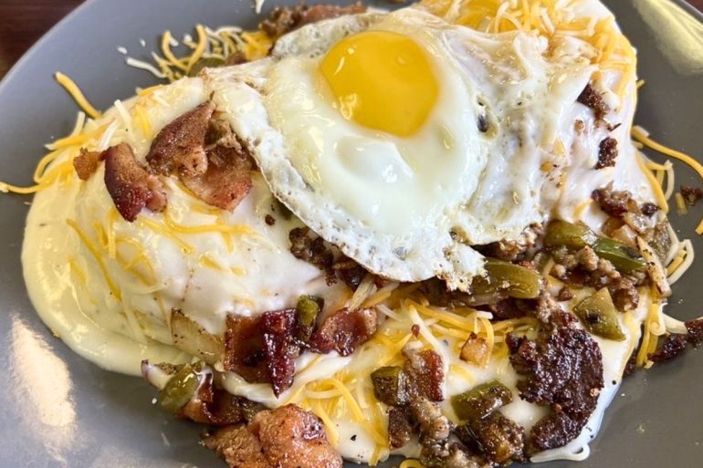Sloppy Biscuits at Biscuits & Jamz in Lake Charles, Louisiana