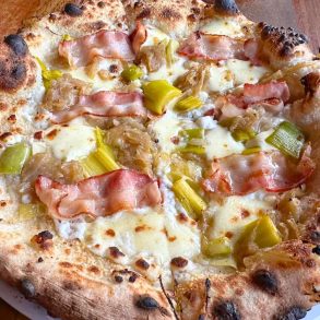 Bacon, Goat Cheese & Oven-Roasted Leeks at Life of Pie Pizza in Portland, Oregon