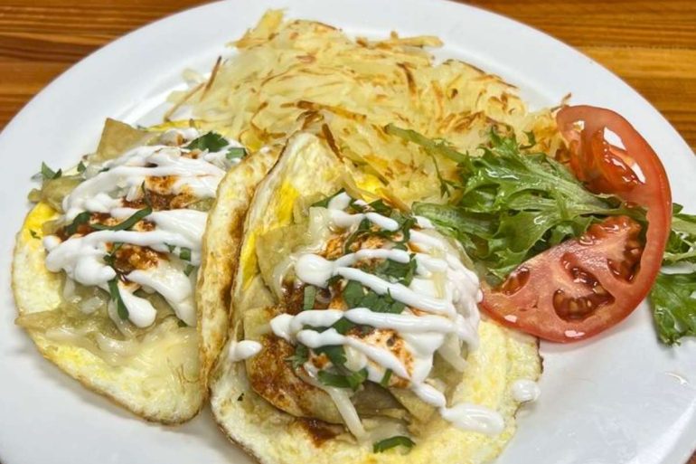 chilaquiles at Brasas Pancake House in Cicero, Illinois