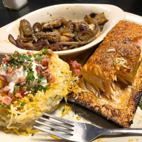 Cedar Plank Salmon at The Old Plantation Restaurant in Medicine Park, Oklahoma