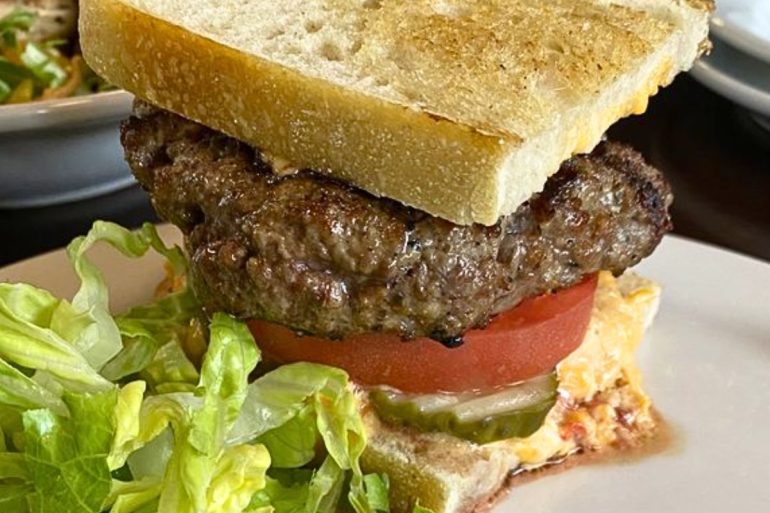 Spicy Pimento Burger at Lefty's Main Street Grille in Blacksburg, Virginia