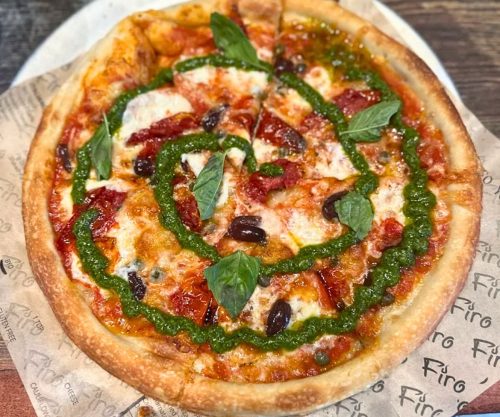 Pesto Swirl at Firo Fire Kissed Pizza in Lawton, Oklahoma