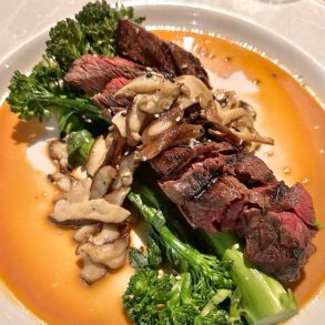 Grilled Marinated Double Hanger Steak at Max's Trumbull Kitchen in Hartford, Connecticut