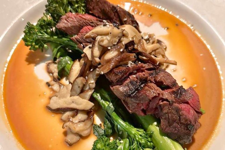 Grilled Marinated Double Hanger Steak at Max's Trumbull Kitchen in Hartford, Connecticut