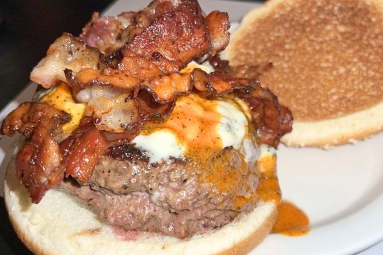 Buffalo Blue with added bacon at Krug's Tavern in Newark, NJ