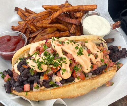 Sonoran Hot Dog at Blue Roof Bistro in Fairbanks, Alaska