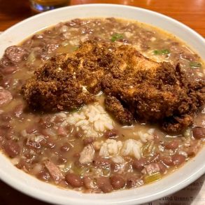 Red Beans & Rice with Fried Chicken or Catfish at 55 South in Brentwood, Tennessee