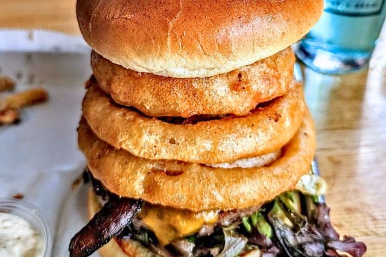 Farmhouse Burger at Big Time Burgers & Brew in Portage, Indiana