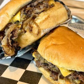 Oklahoma Burgers at Benny's Smash Burgers in Plantation, FL