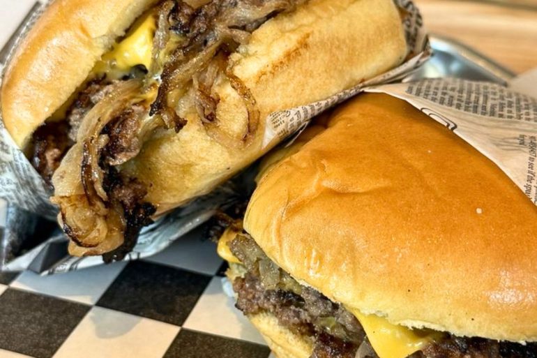 Oklahoma Burgers at Benny's Smash Burgers in Plantation, FL