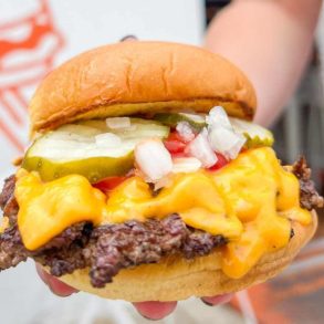 huge burger at proudly serving in long beach california