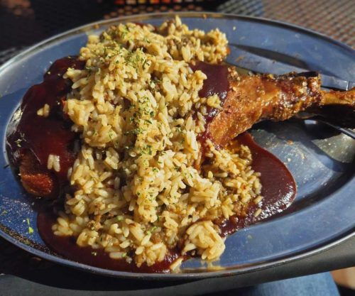 turkey legs and rice at Uncle Red's Turkey Legs in Memphis, TN