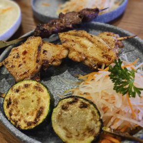 yakitori skewers at shinobi restaurant & bar in arlington texas