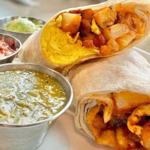 breakfast burrito at goldie's brunch botique in somers wisconsin