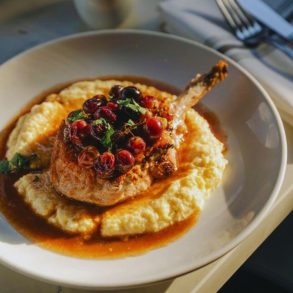 Blanca Food + Wine - Pork with Wine Grapes and Polenta