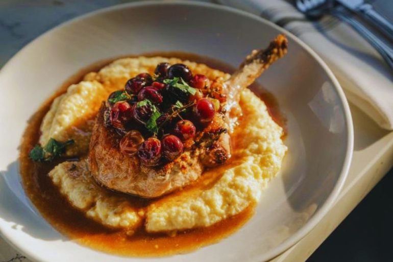 Blanca Food + Wine - Pork with Wine Grapes and Polenta