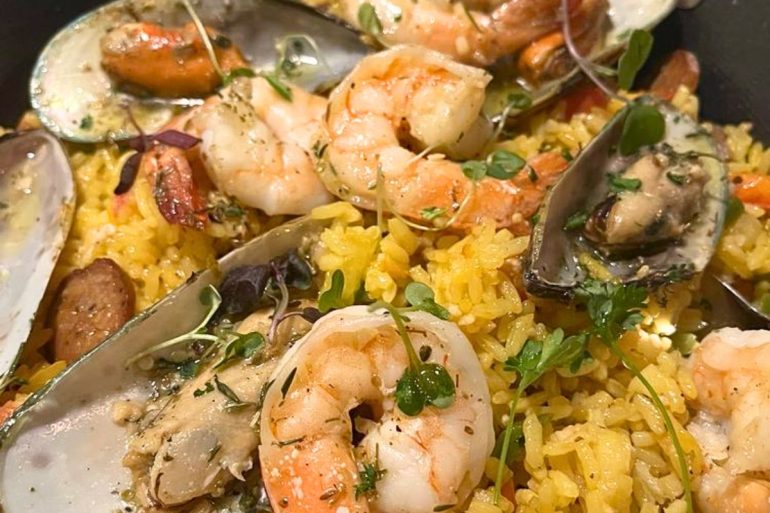 Seafood Paella at Olive Branch Grill in Centennial, CO
