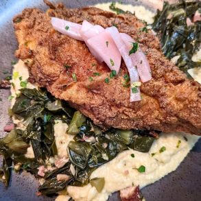 Alabama Catfish with Gouda Grits at River in Tuscaloosa, Alabama