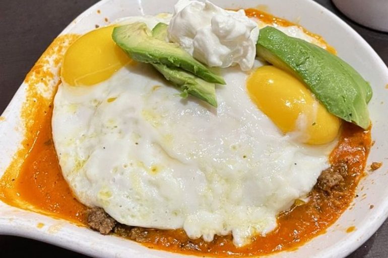 Stacked Enchilada Breakfast at Good Day Cafe in Grand Prairie, TX