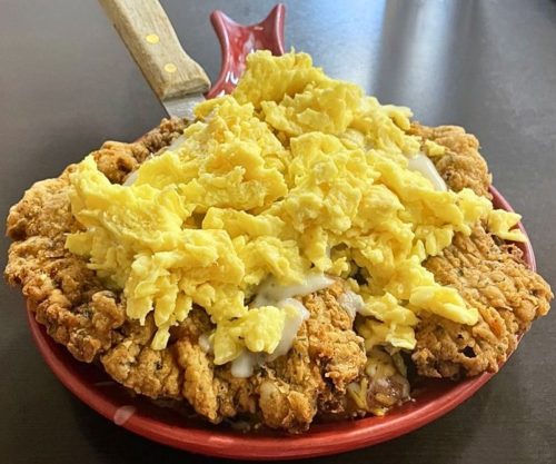 Chicken Fried Steak Skillet at Good Day Cafe in Grand Prairie, Texas