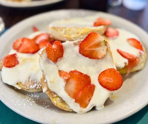 Amaretto French Toast at Back Country Cafe in Killington, Vermont
