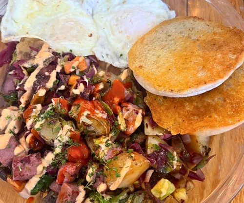 Chunky Reuben Potato Hash at Ladybird Diner in Lawrence, Kansas