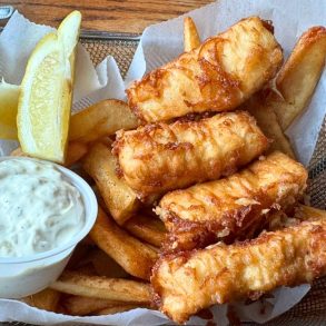Tempura Halibut and Chips at The Hangar On The Wharf in Juneau, AK