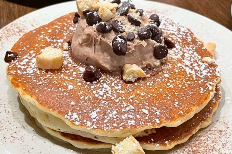 Tiramisu Biscotti Pancakes at Sweet Orange Pancake House & Café in Schaumburg, IL