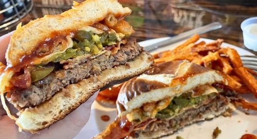 The INferno Burger at Foodie Garage Eatery in Dubuque, Iowa