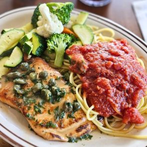 Salmon with Pasta at Piccolino in Santa Fe, NM