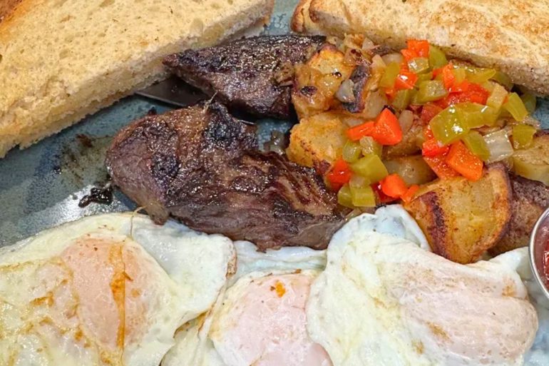 Steak Tips & Eggs at The Good Place in Hudson, NH