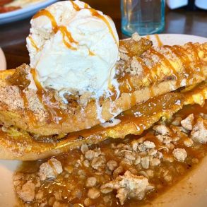 Peach Cobbler French Toast a la Mode at Abracadabra's in Idaho Falls, Idaho