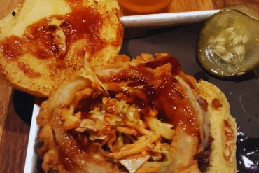 The Kenmore - Smokehouse Burger with Bun lifted Up