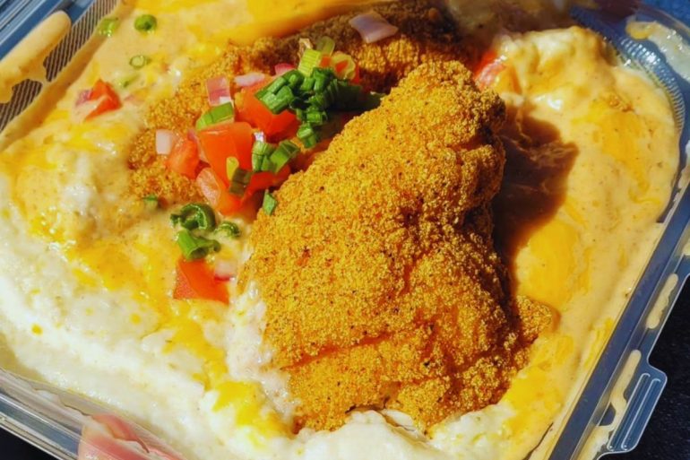 Surf & Soul Spot - Cat Fish with Creamy Grits