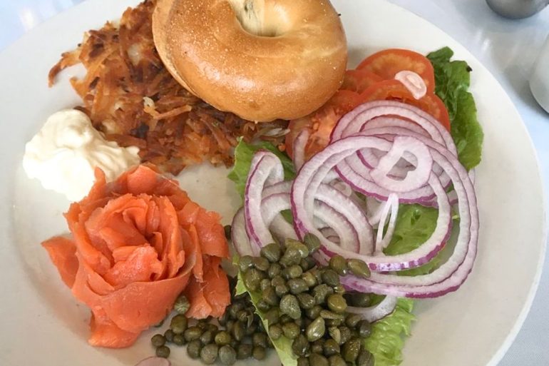 Smoked Salmon Bagel at Sandpiper Cafe in Juneau, Alaska