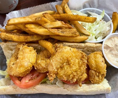 Shrimp Po'Boy at Po' Boys Creole Restaurant in Milton, DE