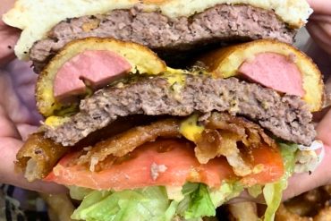 The Cowboy Burger at Billy Bob's Burgers Bar & Grill in Waco, Texas