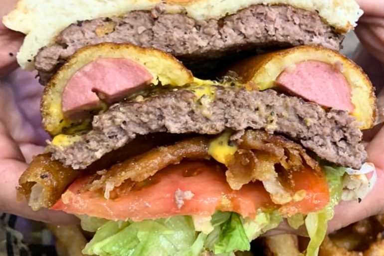 The Cowboy Burger at Billy Bob's Burgers Bar & Grill in Waco, Texas
