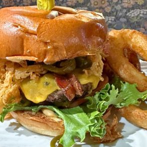 Bacon Cheddar Burger at Mystic Station in Malden, Massachusetts