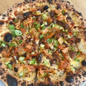 Pork Belly Kimchi Pizza at Hapa Pizza in Beaverton, Oregon