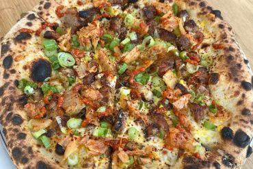 Pork Belly Kimchi Pizza at Hapa Pizza in Beaverton, Oregon
