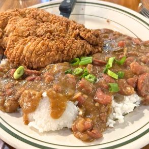 Red Beans & Rice with Fried Chicken at Elsie's Plate & Pie in Baton Rouge, LA