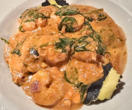 Lobster Ravioli with Shrimp at Sarducci's in Montpelier, Vermont