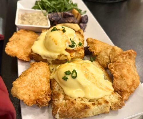 Chicken & Biscuit Benedict at Jam! in Bozeman, Montana