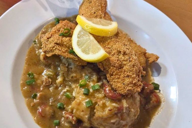 Smothered Cat-Daddy at Linney Breaux's Cajun Eatery in Tahlequah, Oklahoma