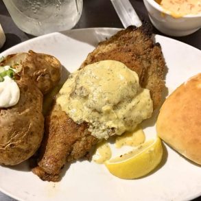 Stuffed Delta Catfish at The Iron Horse Grill in Jackson, Mississippi