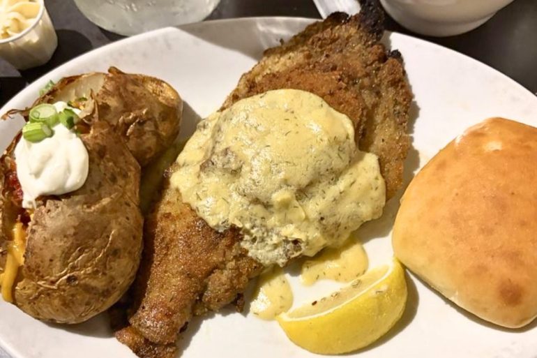 Stuffed Delta Catfish at The Iron Horse Grill in Jackson, Mississippi