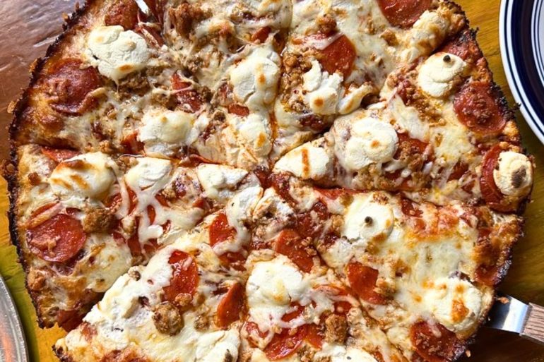 The Satch-Pan Deep Dish at Satchel's Pizza in Gainesville, Florida
