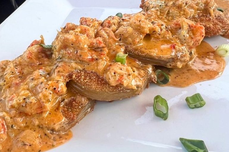 Fried Green Tomatoes with Crawfish Remoulade at Cork & Cleaver in Montgomery, Alabama